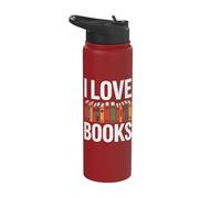 I Love Books Literary Passion Readers Stainless Steel Insulated Water Bottle