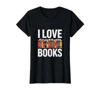 I Love Books Literary Passion Readers Value Graphic T-Shirt, Women, Black, M