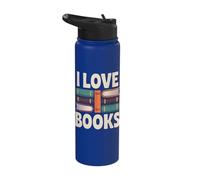 I Love Books Stack Books Reader Art Stainless Steel Insulated Water Bottle