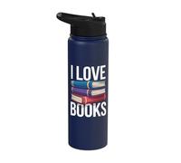 I Love Books Stack Literature Lover Stainless Steel Insulated Water Bottle