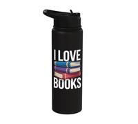 I Love Books Stack Literature Lover Stainless Steel Insulated Water Bottle