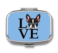 I Love Boston Terriers Pill Box 2 Compartment Pill Case Decorative Organizer Storage Boxes Holder Cute