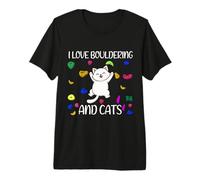 I Love Bouldering and Cats Indoor Wall Climbing Rock Climber Premium T-Shirt