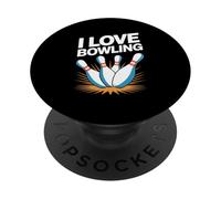 I Love Bowling Strike Fun Pin Design PopSockets Adhesive PopGrip