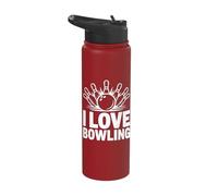 I Love Bowling Strikes Pins Fun Game Stainless Steel Insulated Water Bottle