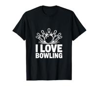 I Love Bowling Strikes Pins Fun Game Value Graphic T-Shirt