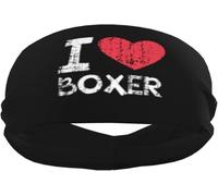 I Love Boxer Dog Sports Sweatbands for Men & Women, Non-Slip Elastic Wristbands & Headbands for Basketball, Tennis, Workout, Gym, Yoga, Absorbent & Breathable (Black)