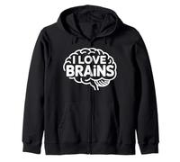 I Love Brains Clever Enthusiast Statement Zip Hoodie
