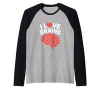 I Love Brains Fun Neuroscience Humor Raglan Baseball Tee