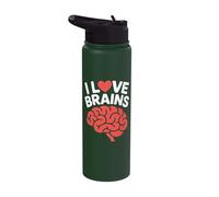 I Love Brains Fun Neuroscience Humor Stainless Steel Insulated Water Bottle