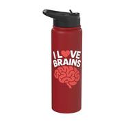 I Love Brains Fun Neuroscience Humor Stainless Steel Insulated Water Bottle