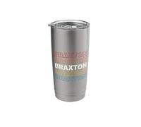 I Love Braxton Personalized Retro Sunset First Name Stainless Steel Insulated Tumbler