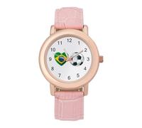 I Love Brazilian Flag Soccer Fashion Women's Watch Easy Reader Novelty Slim Quartz Casual Dress Wrist Watches