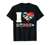 I Love BRICS+ with Flags - International Unity Value Graphic T-Shirt, Men, Black, M