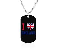 I Love Britain United Kingdom England Fashion Memorial Necklaces Printed Titanium Steel Pendant Jewelry Novelty Picture Necklace Dog Tags for Men Women