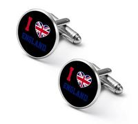 I Love Britain United Kingdom England Mens Classic Cufflinks Custom Shirt Cuff Links Jewelry Accessories for Business Wedding 0.7" 0.8"