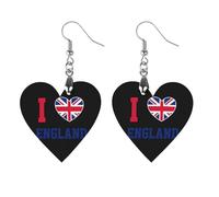 I Love Britain United Kingdom England Novelty Women's Dangle Earrings Fashion Printed Wood Earring Drop Pendants Jewelry