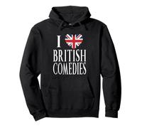 I Love British Comedies Great Britain Flag Heart Pullover Hoodie