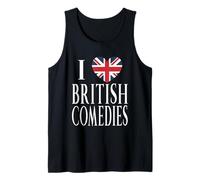I Love British Comedies Great Britain Flag Heart Tank Top