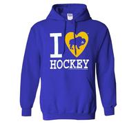 I LOVE BUFFALO HOCKEY sports fan 716 city BFLO pride retro throwback team lover Lets Go WNY buffalonian Hooded Sweatshirt, Royal Blue, L