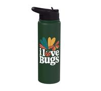 I Love Bugs Colorful Insect Lover Design Stainless Steel Insulated Water Bottle