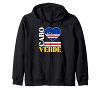 I Love Cabo Cape Verde with Cape Verdean Flag In a Heart Zip Hoodie