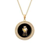 I Love California Multicolored Alloy Diamond Necklaces Brilliant Circle Pendant Necklace Jewelry Gift for Women