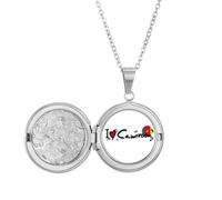 I Love Cameroon Word Flag Love Heart Illustration Locket Necklace Hold Picture Jewelry Birthday Gift