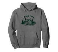I Love Camping Cabin Life Rustic Wilderness Getaway Nature Lover Pullover Hoodie, Adult Unisex, Asphalt Grey, Small