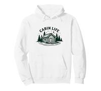 I Love Camping Cabin Life Rustic Wilderness Getaway Nature Lover Pullover Hoodie, Adult Unisex, White, Large
