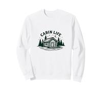 I Love Camping Cabin Life Rustic Wilderness Getaway Nature Lover Sweatshirt, Adult Unisex, White, Large