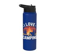 I Love Camping Tent Fire Forest Design Stainless Steel Insulated Water Bottle