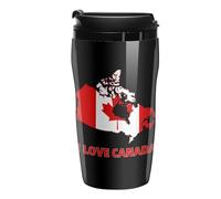I Love Canada Coffee Cup Non-Slip Coaster with Lid Insulated Tumbler Travel Mug Cafe for Hot Cold Drink 250ml