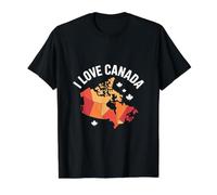 I Love Canada Geometric Map Design Value Graphic T-Shirt, Men, Black, XL
