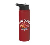 I Love Canada Maple Leaf Moose Design Stainless Steel Insulated Water Bottle