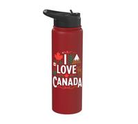 I Love Canada Maple Leaf Moose Mountain Stainless Steel Insulated Water Bottle