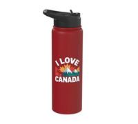 I Love Canada Mountain Moose Sunset Stainless Steel Insulated Water Bottle