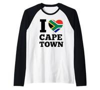 I Love Cape Town Heart Flag Raglan Baseball Tee