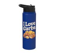 I Love Carbs Croissant Bread Pastry Art Stainless Steel Insulated Water Bottle