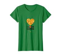 I Love Carbs Heart Pasta Foodie T-Shirt, Women, Kelly Green, 3XL