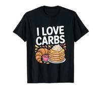 I Love Carbs Pancakes Croissant Humor Value Graphic T-Shirt, Men, Black, XL