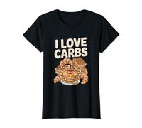 I Love Carbs Waffles Pancakes Croissants Value Graphic T-Shirt, Women, Black, XL