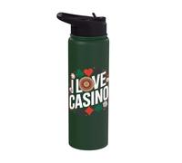 I Love Casino Roulette Poker Dice Design Stainless Steel Insulated Water Bottle