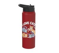 I Love Cats Adorable Playful Kittens Stainless Steel Insulated Water Bottle