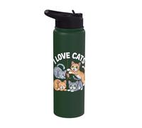 I Love Cats Adorable Playful Kittens Stainless Steel Insulated Water Bottle