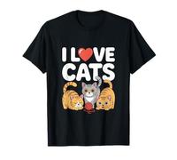 I Love Cats Cute Feline Cartoon Art T-Shirt