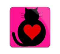 I Love Cats - Fat Cat Pink - Pack of 10 Square Stickers - 55mm x 55mm
