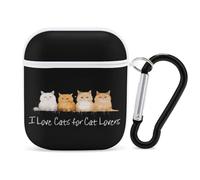 I Love Cats for Cat Lovers PC Headphone Case for AirPods 1 And 2 Earphone Cover Earbuds Accessories with Keychain