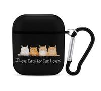 I Love Cats for Cat Lovers PC Headphone Case for AirPods 1 And 2 Earphone Cover Earbuds Accessories with Keychain