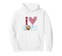 I Love Cats Leopard Print Paw Feline Lover Design Pullover Hoodie